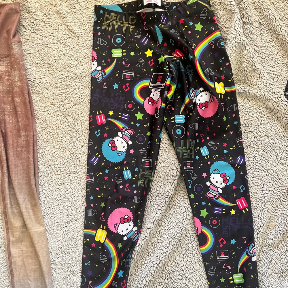 Japan LA /Sanrio Hello Kitty Leggings - Rainbows, Pink & Blue Afro Kitty
